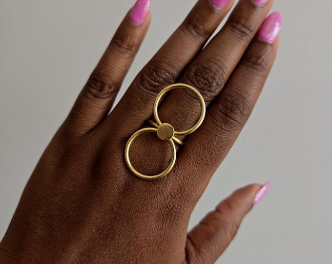 Adjustable ring in gold-plated bronze, ethnic jewelry, African jewelry - KÉLÉ