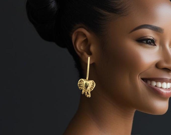 Ethnic Afro Dangle Earrings in Gold Bronze - Authentic Handmade Crafts - SWUI