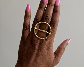 Adjustable ring in gold-plated bronze, ethnic jewelry, African jewelry - MAYA