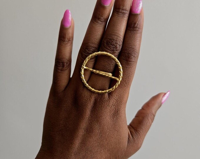 Adjustable ring in gold-plated bronze, ethnic jewelry, African jewelry - MAYA
