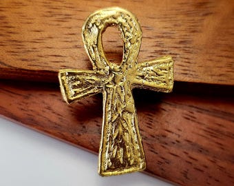 Unisex Bronze Brooch Boutonniere,Costume Accessories,Costume Lapel Pin,Ethnic Accessories- ANKH