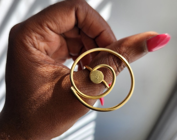 Adjustable textured gold bronze ring - YEMI