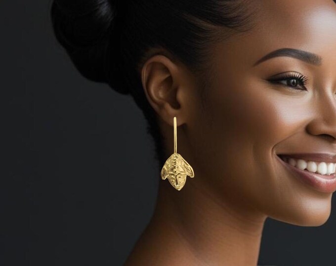 Ethnic Afro Dangle Earrings in Gold Bronze - Authentic Handmade Craftsmanship - WALY