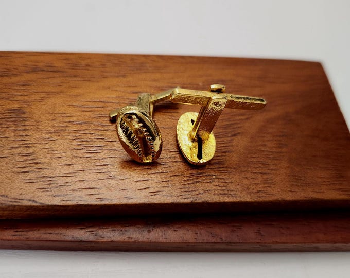Authentic Afro Chic Ethnic Cufflinks in Gold Bronze - Handmade - TIWA