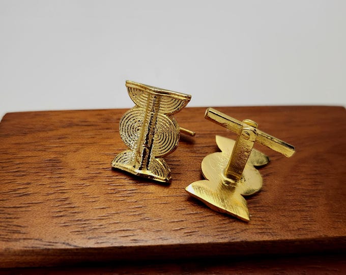 Authentic Afro Chic Ethnic Cufflinks in Gold-Plated Bronze - Handmade - WOODY