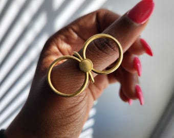 Adjustable textured gold-plated bronze ring - KÉLÉ
