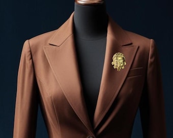 Mixed Bronze Brooch Boutonniere, Costume Accessories, Costume Pin, Pins, Unisex Ethnic Accessories - MASKS