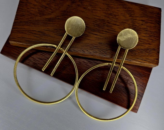 Gold-plated bronze earrings - Baoulé weight earrings - Authentic craftsmanship - Ethnic jewelry - AKYERE