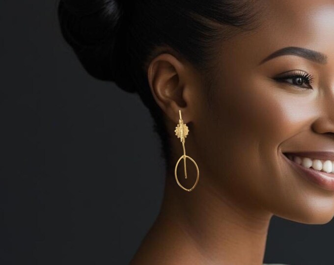 Gold-plated bronze earrings - Baoulé weight earrings - Authentic craftsmanship - Ethnic jewelry - ADJOAHEMA