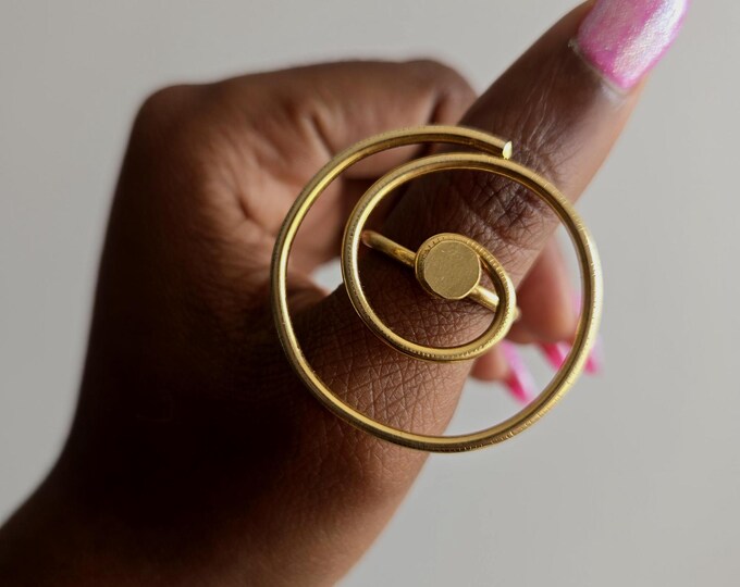 Adjustable ring in gold-plated bronze, ethnic jewelry, African jewelry - YEMI