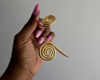 Gold-plated bronze spiral arm bracelet, Armband style bracelet, Handmade, Arm cuff - BERA