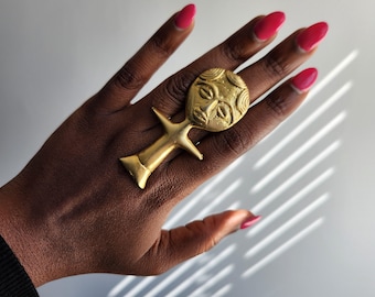 Adjustable Bronze Ring, Ring, Ethnic Jewelry, African Jewelry - AKUA'BA