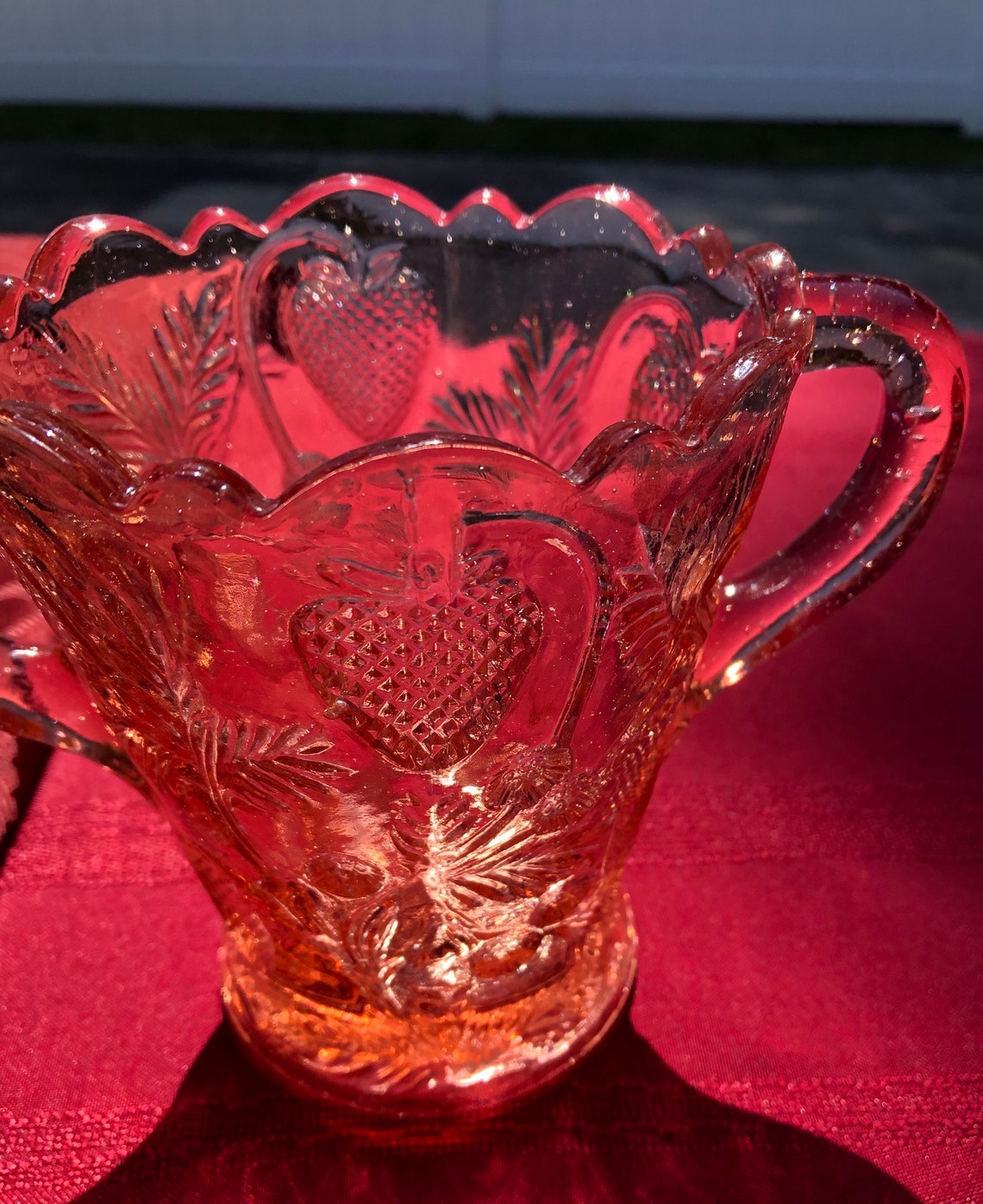 Vintage Pink Depression Glass Double Handled Vase/sugar Bowl Etsy