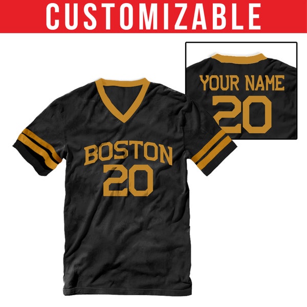 Boston Hockey - Vintage Jersey T-Shirt with Felt Lettering