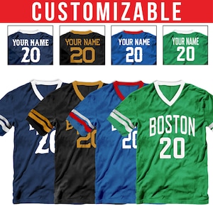 Boston/New England Sports - T-shirt vintage in jersey con scritte in feltro