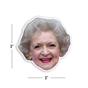 Betty White Face - Bumper Sticker - 3&quot; x 3&quot; Decal - 6 mil