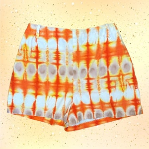 Vintage 1960s 60s Orange Tie Dye Hot Shorts image 1
