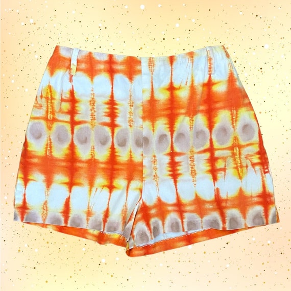 Vintage 1960s 60s Orange Tie Dye Hot Shorts - image 1