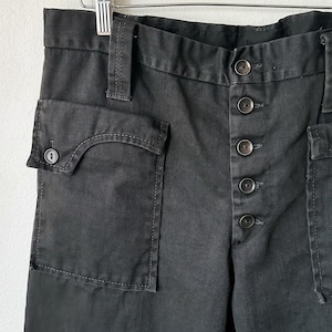 Schwarze Vintage-Jeans im Matrosenstil aus den 1970er- und 70er-Jahren mit weitem Bein