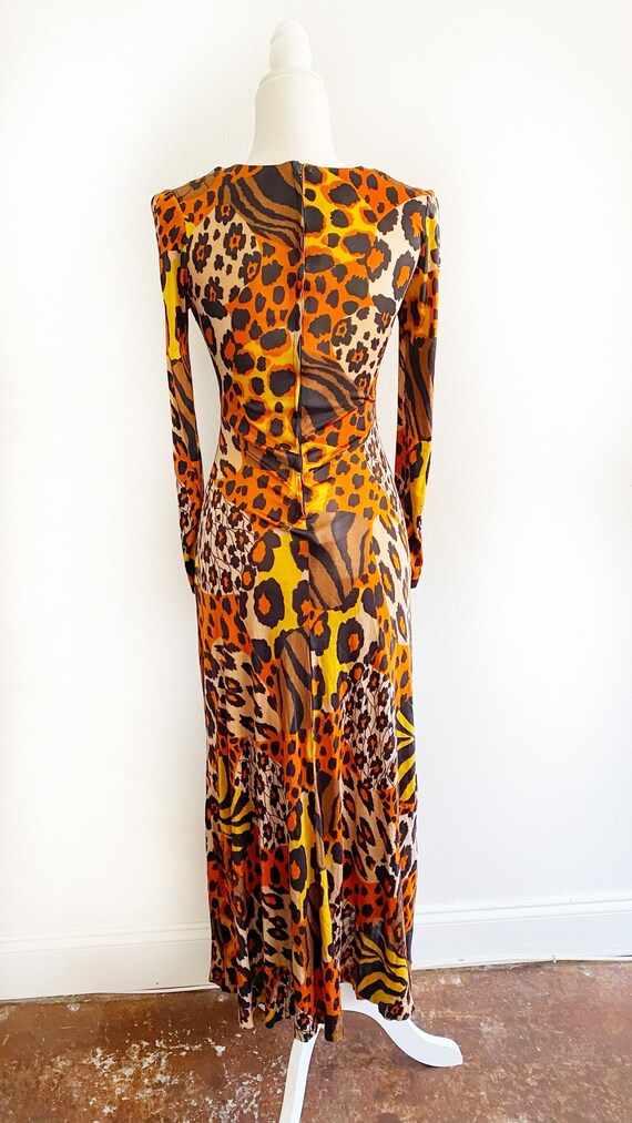 Vintage 1970s 70s Put On Animal Print Maxi Dress - image 3
