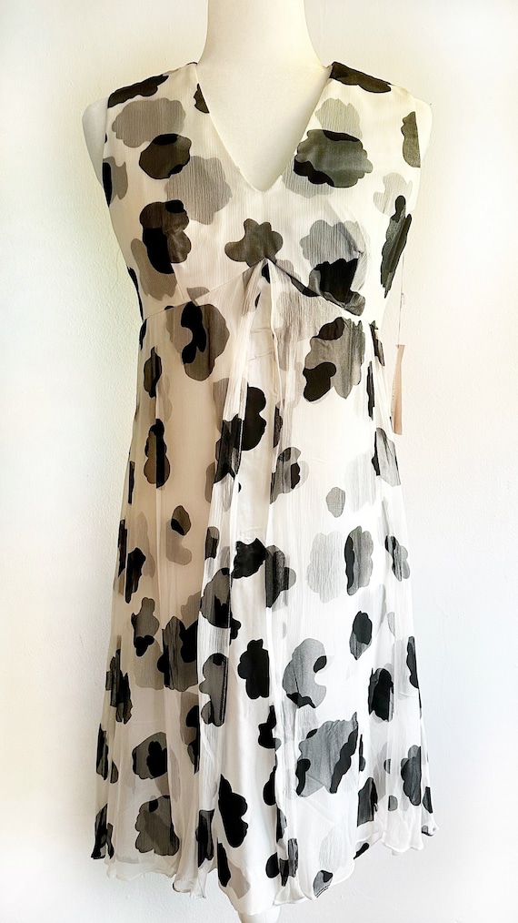 Vintage 1960s 60s Cowprint Chiffon Mini Dress NWT 