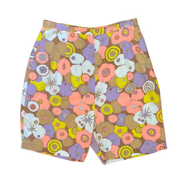 Vintage 1970s 70s Psychedelic Floral Hot Shorts - image 1