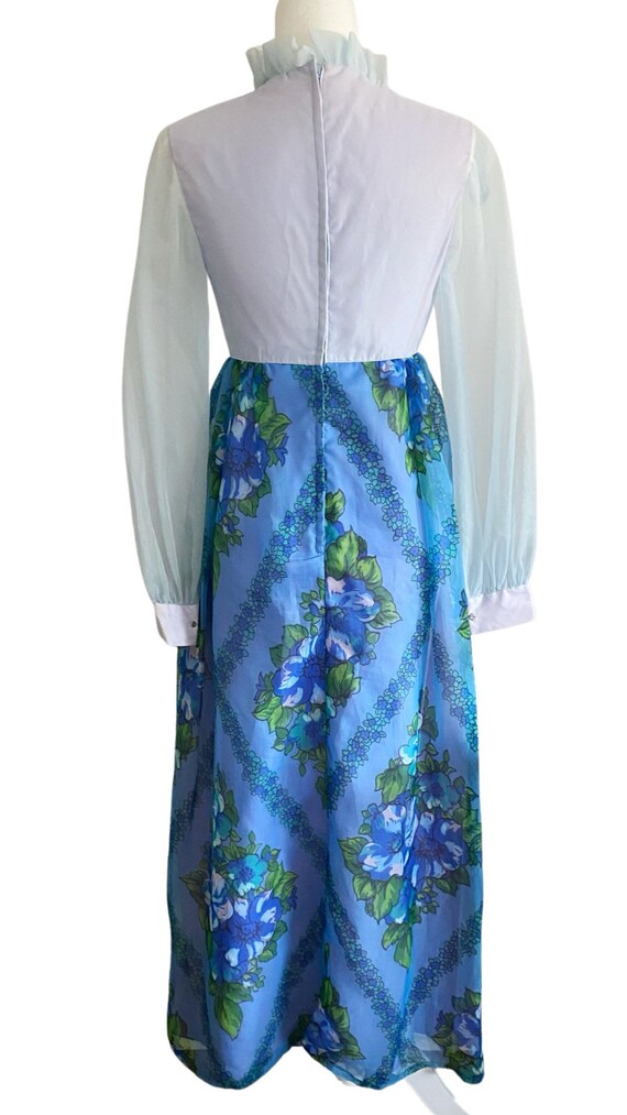 Vintage 1960s 60s Floral Ruffle Prom Dress - image 3