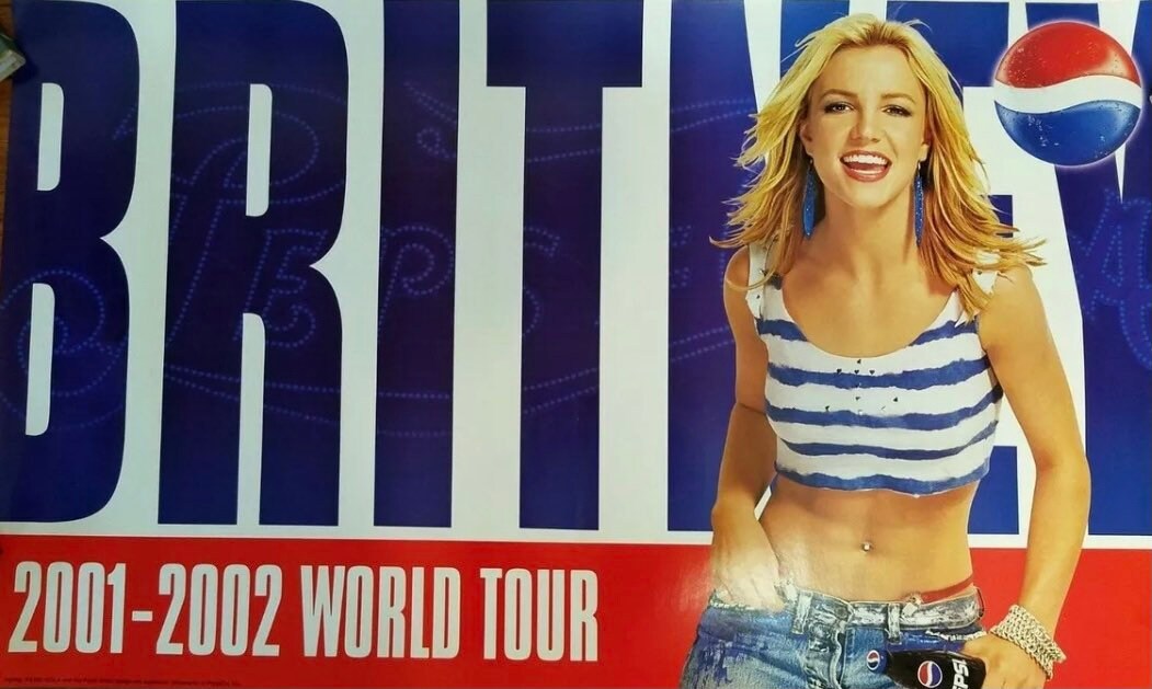 Vintage 20012002 Britney Spears Pepsi World Tour Poster Etsy