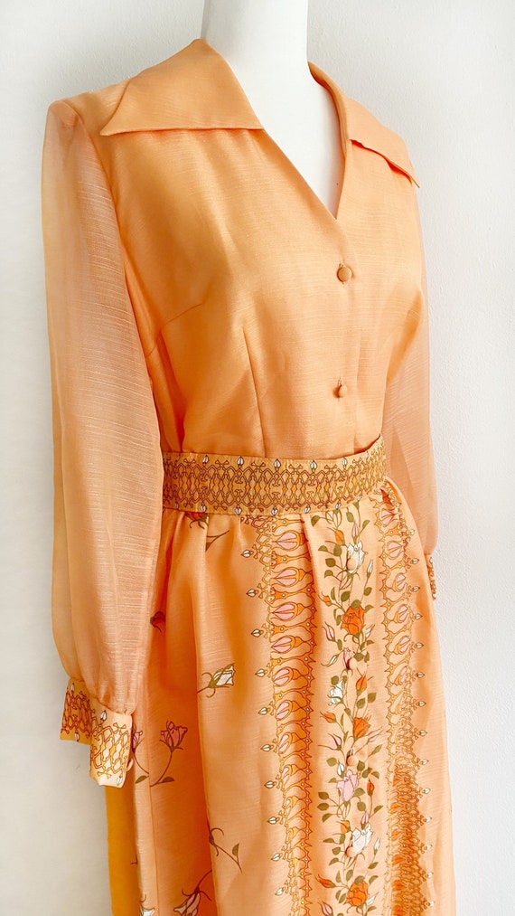 Vintage 1970s 70s Alfred Shaheen Pastel Orange Flo