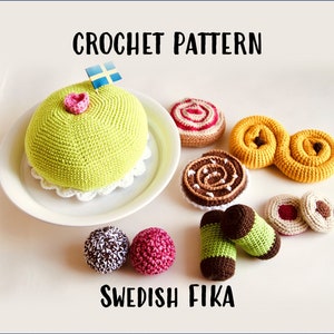 Crochet Cakes Pattern, Swedish Cakes Pattern, Food Amigurumi Pattern, Crochet Swedish Bakery Toy, Amigurumi Pattern Videos, Downloadable PDF