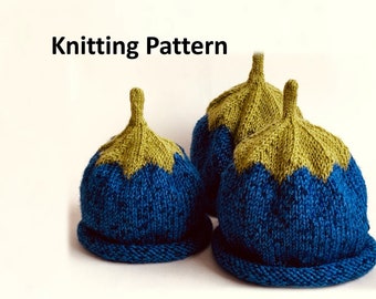 Blueberry Knit Hat Pattern for All Sizes, Fruit Hat Pattern for Babies, Hat Pattern for Kids and Adults, Mommy Baby Hat Pattern