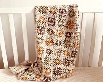 Crochet Pattern Afghan Blanket for Baby Toddler TV, Gender Neutral Granny Square Crochet Blanket, Baby Boy Girl Blanket Gift