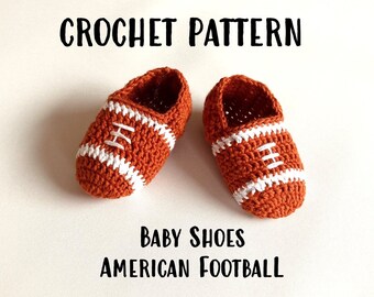 American Football Baby, Crochet pattern baby shoes, Instant Download PDF Instructions for American Football Baby Shoes, Baby Shower Gift