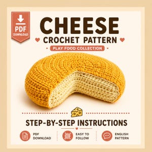 Haakpatroon kaasamigurumi, Play Food-pluche (pdf-patroon), Play Food-haakpatroon, Toy Food Play