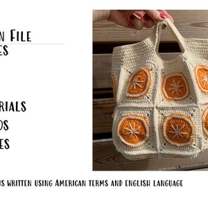 Crochet Orange Bag Pattern, Granny Square Orange Bag, Granny Square Bag Pattern, Crochet Bag Pattern, Size adjustable Bag Pattern. easy to crochet orange bag, orange tote, summer bag, summer tote, summer hand bag
