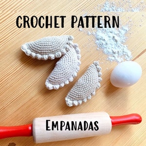 Crochet Empanada Pattern, Dumpling Pattern, Play Food Pattern, Food Amigurumi Pattern, Crochet Pattern Food, Crochet Pierogi