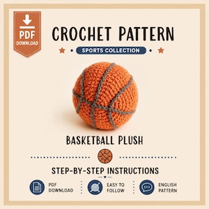 Basketball Crochet Pattern PDF, Amigurumi Sports Ball, Crochet Plush Toy, Sports Lover Gift, Digital Download