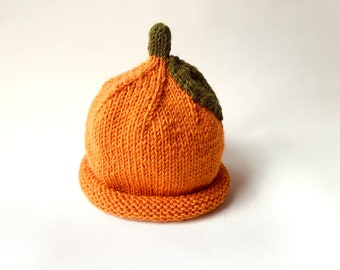 Clementine Hat, Fruit Hat for Baby, Toddler Berry Hat, Orange Newborn Photography Hat, Knitted Clementine Hat, Orange Beanie Hat, Orange Hat