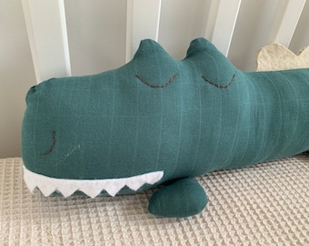 Alligator Pillow, Crocodile Cushion, Safari Nursery Decor, Animal Nursery Pillow, Kids Room Decor, Baby Shower Gift