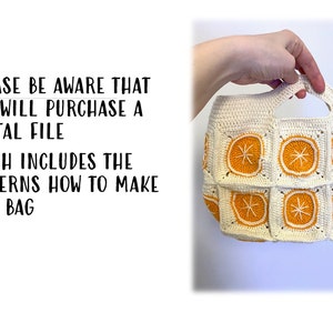 Crochet Orange Bag Pattern, Granny Square Orange Bag, Granny Square Bag Pattern, Crochet Bag Pattern, Size adjustable Bag Pattern. easy to crochet orange bag, orange tote, summer bag, summer tote, summer handbag