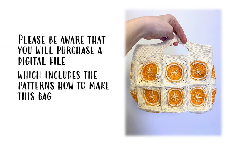 Crochet Orange Bag Pattern, Granny Square Orange Bag, Granny Square Bag Pattern, Crochet Bag Pattern, Size adjustable Bag Pattern. easy to crochet orange bag, orange tote, summer bag, summer tote, summer handbag