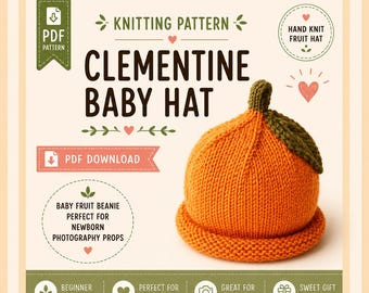 Orange Babymütze Strickmuster | Orange Früchte Mütze für alle Größen (PDF Download)