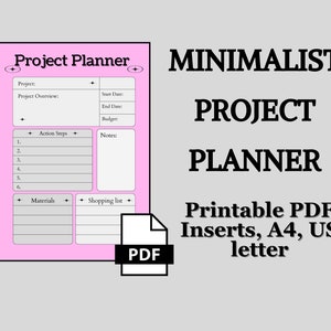 Minimalist Project Planner, Project Management, Project Planner, Project Tracker, Business Planner, Project Timeline, Productivity Planner