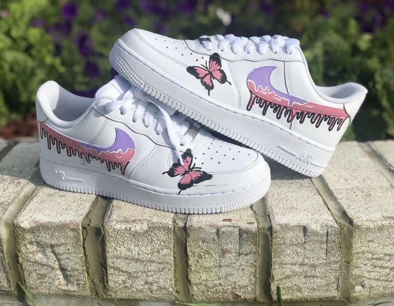 Butterfly drip air force ones | Etsy