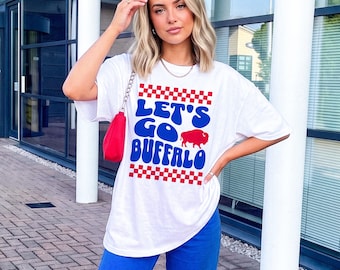 Let's Go Buffalo Checker T-Shirt || Buffalo Football Shirt Football Fan T Shirt Tee Lets Go Buffalo Mafia 716 Buffalo Gift WNY New York