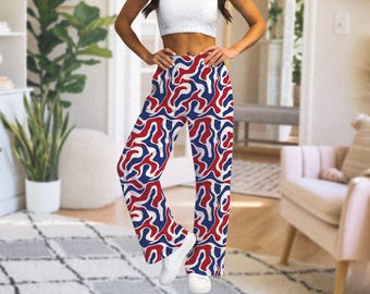 Wijde broek met wijde pijpen Buffalo - golvende lijnen || Buffalo voetbalbroek voor volwassenen Buffalobroek Lets Go Buffalo Mafia 716 Buffalo Loungebroek WNY