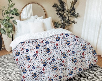 Buffalo Football - Lines & Bolts - Comforter || Buffalo Football Blanket Buffalo Comforter Football Gift Buffalo Football Bedding Mafia