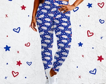 Potato Buffalo Blue Doodle Leggings || Buffalo Football Adult Leggings Buffalo Pants Lets Go Buffalo Mafia 716 Buffalo Women WNY