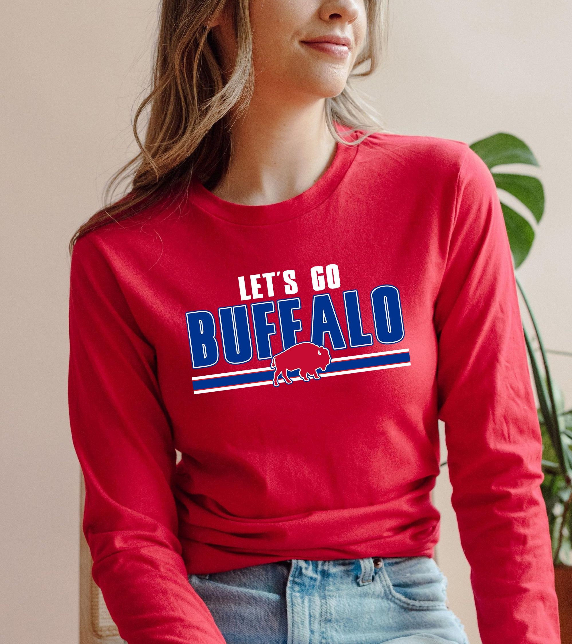 Let's Go Buffalo Red Long Sleeve T-shirt Buffalo 