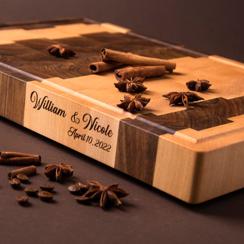 Walnut and Maple End Grain Cutting Board With Juice Groove Etsy